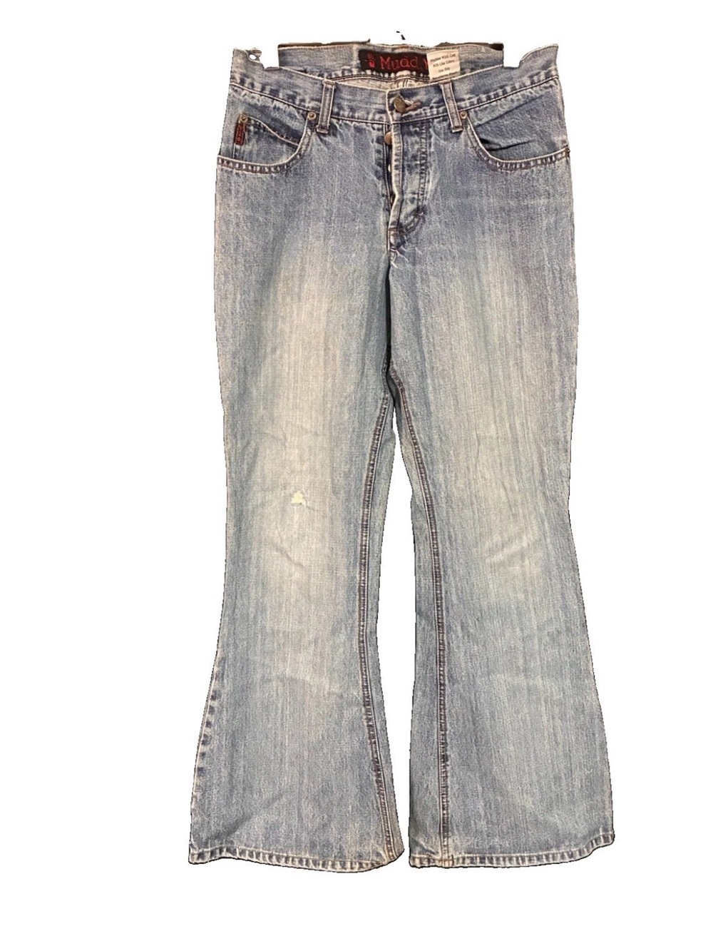 VTG Mudd Y2K Flare Bootcut Jeans 7 Low Rise Hippie Denim 90s Blue Button Fly